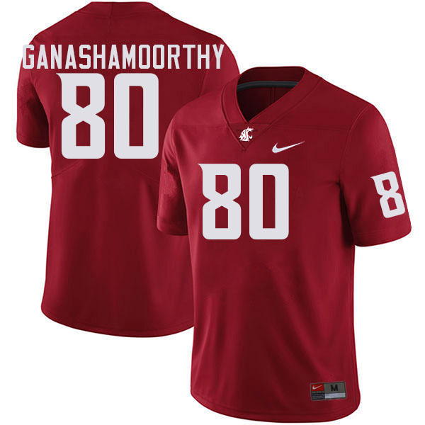 Men #80 Branden Ganashamoorthy Washington State Cougars College Football Jerseys Stitched-Crimson